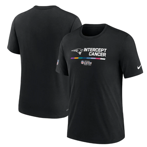 Men's New England Patriots 2022 Black Crucial Catch Performance T-Shirt